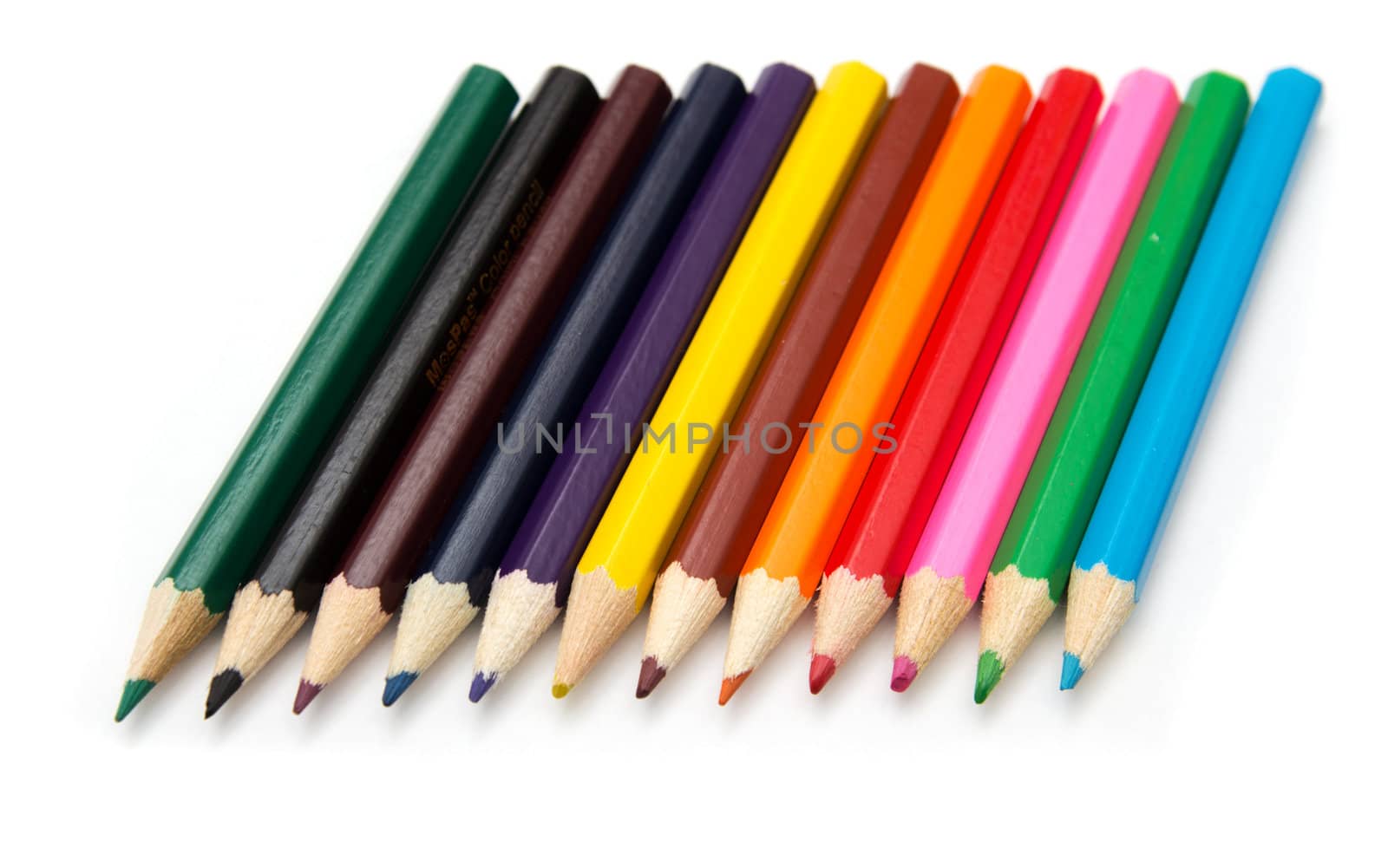 Colour pencils isolated on white background close up  by schankz