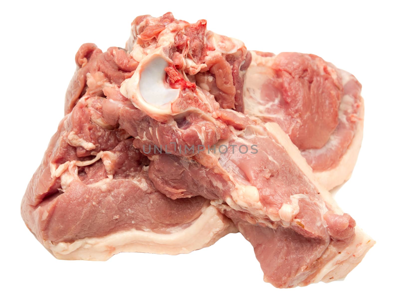 Fresh pork on a white background
