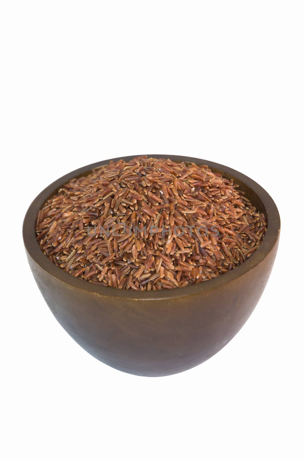 brown rice in a coconut bowl