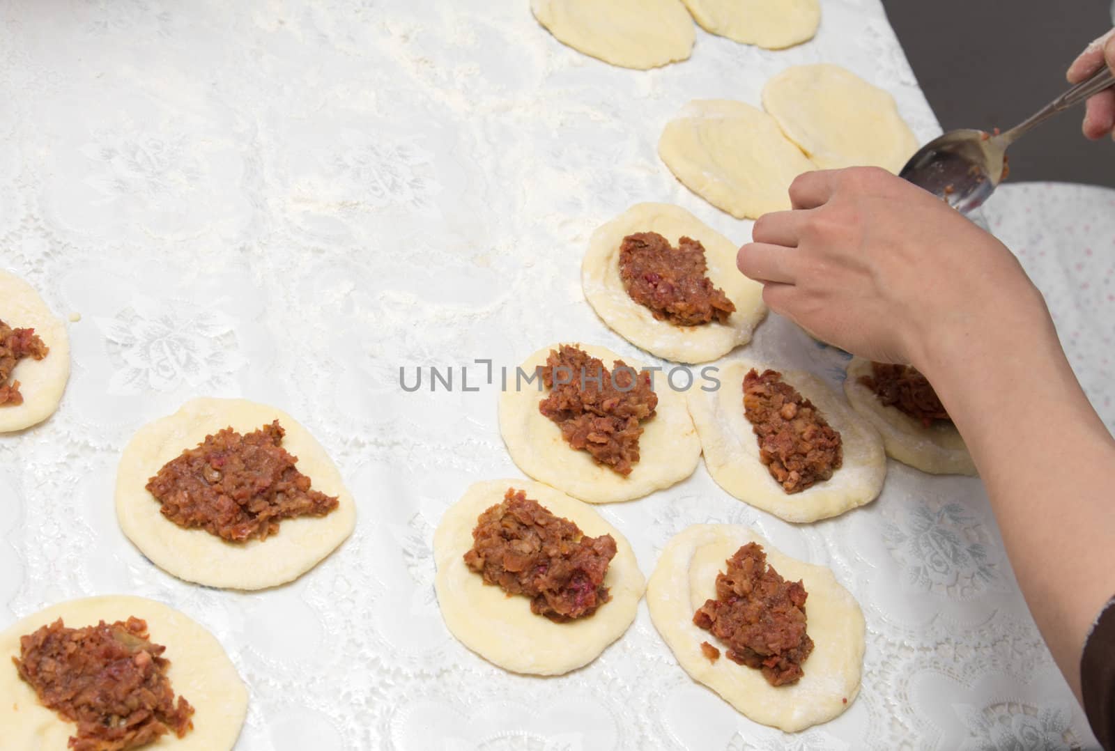 rolled out dough with jam