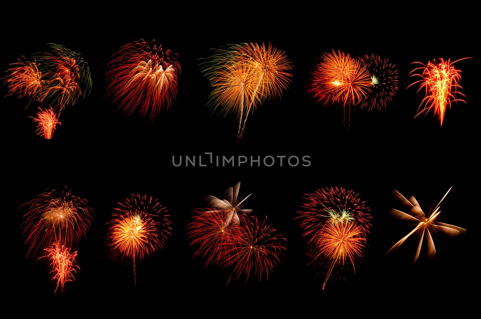 colorful of fireworks on black background