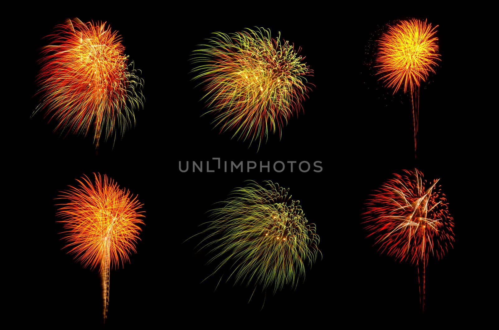 colorful of fireworks on black background