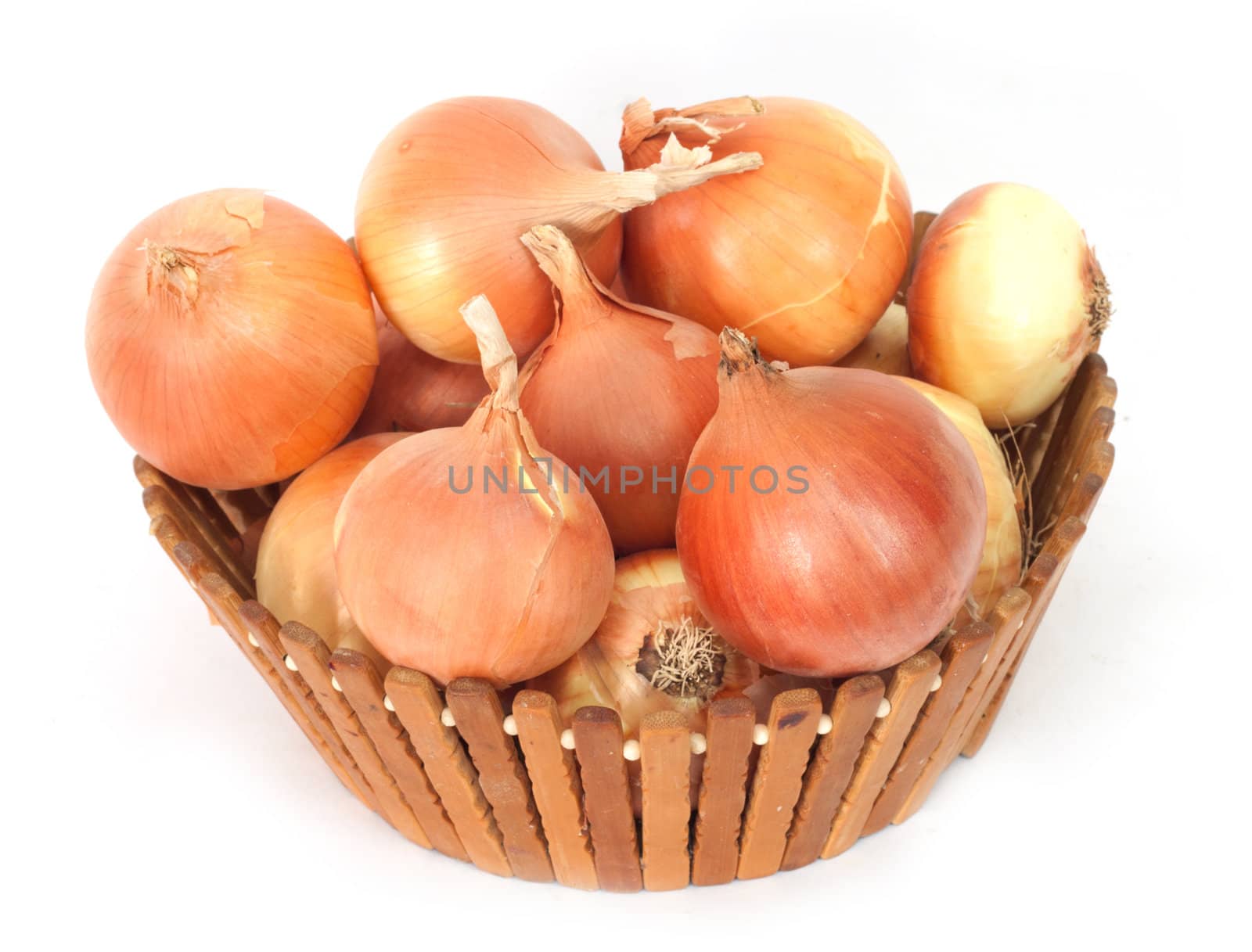 fresh onions on a white background