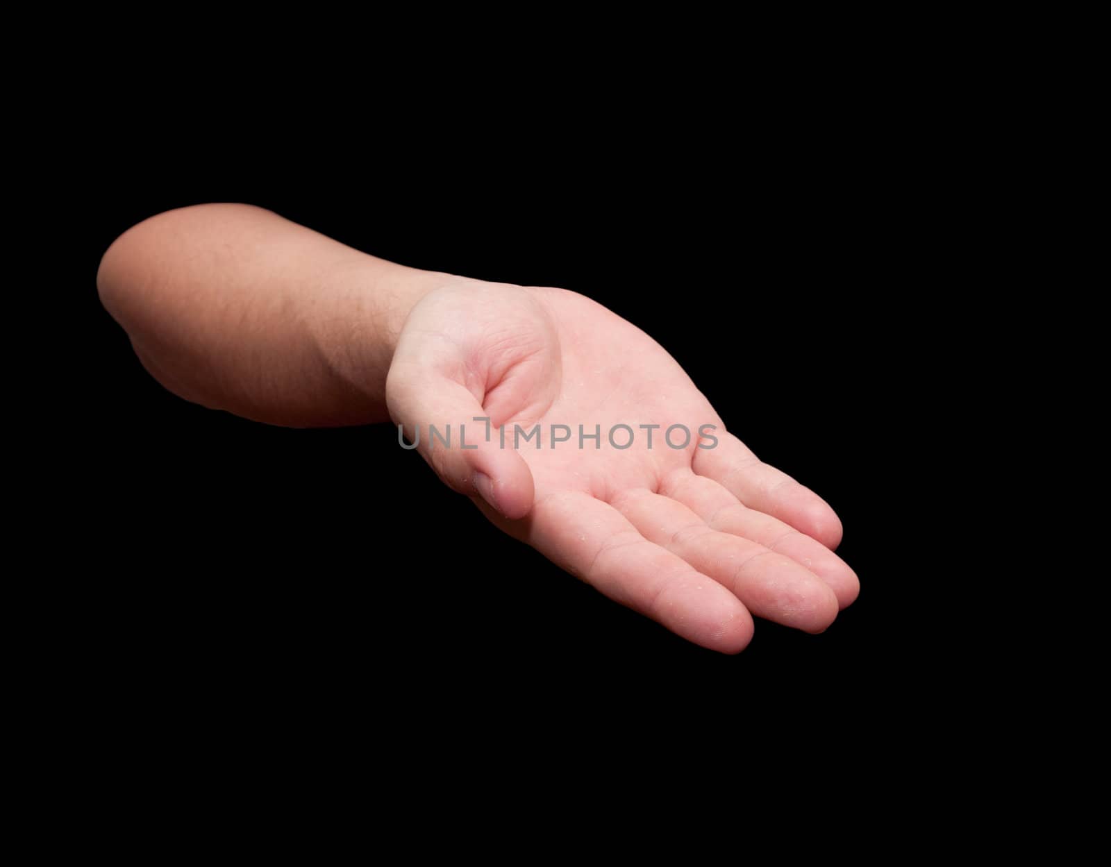 Hand isolated on black background  by schankz