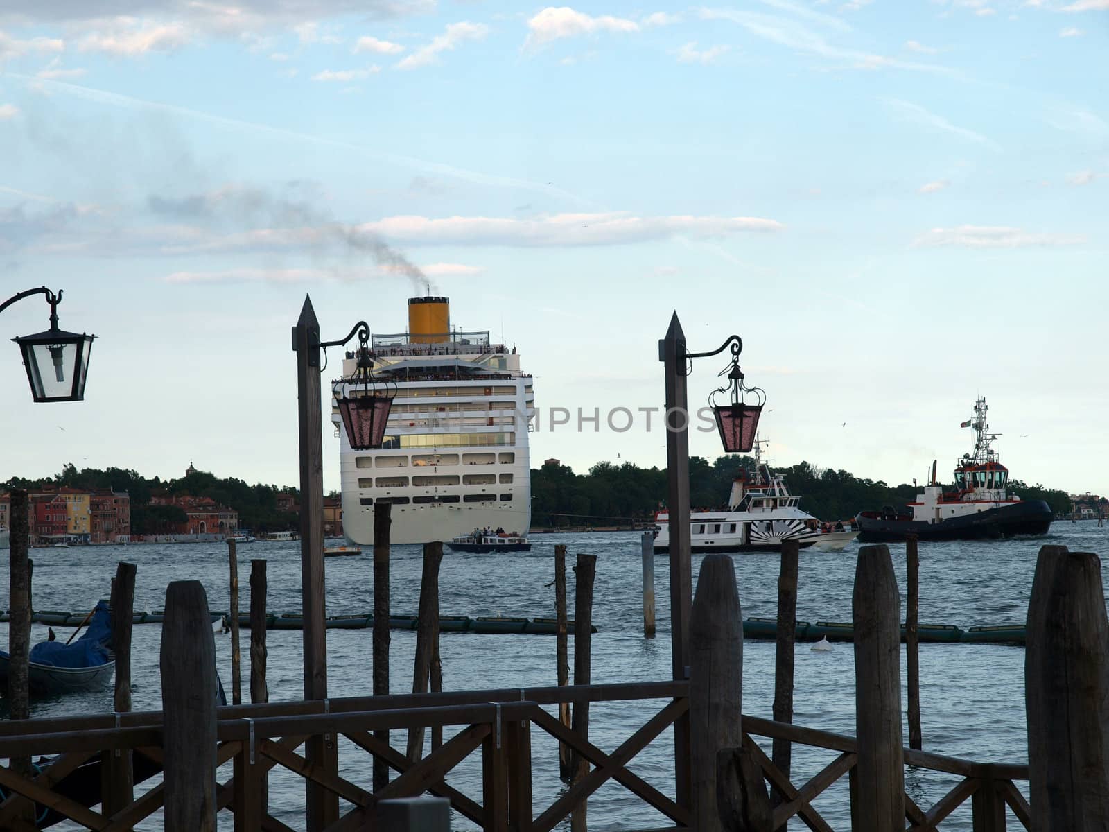 passenger ferry saying goodbye to Venice