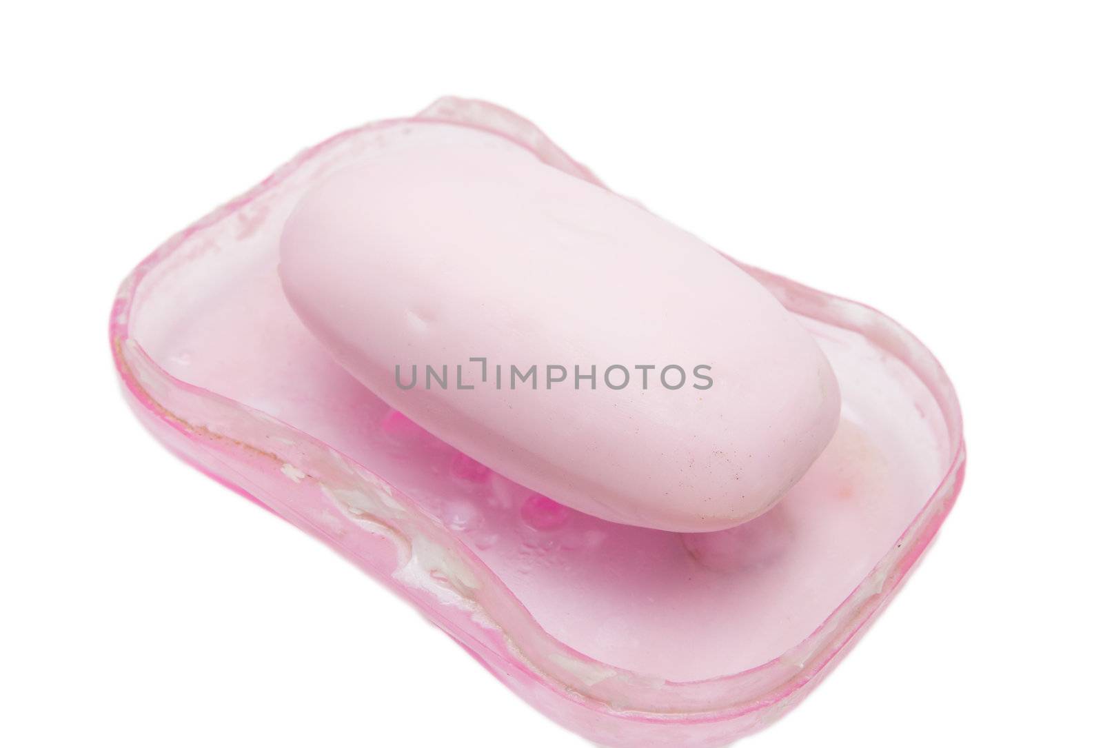 Rose soap on a white background