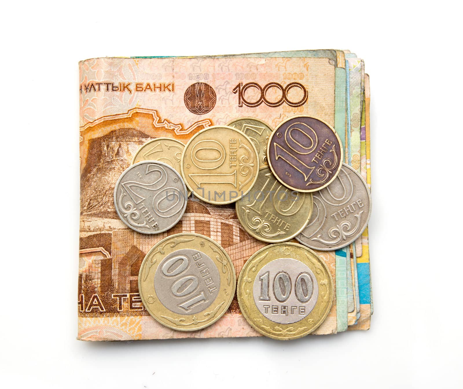 money on white background Kazakhstan 