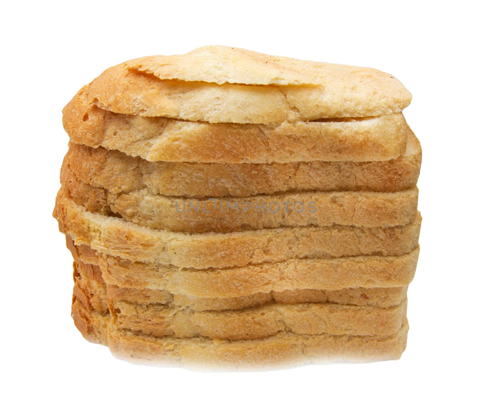Slices of bread on white background 