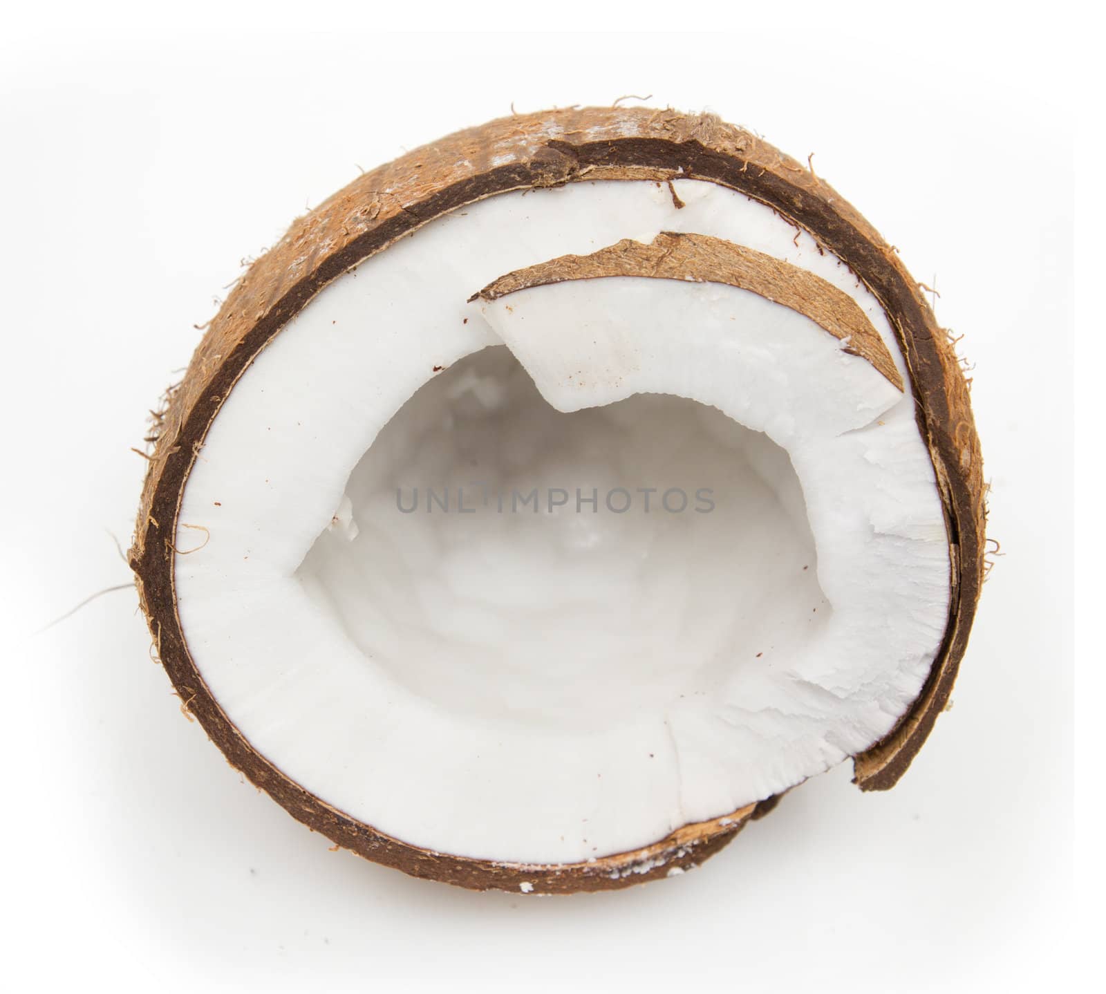 The split coco on a white background