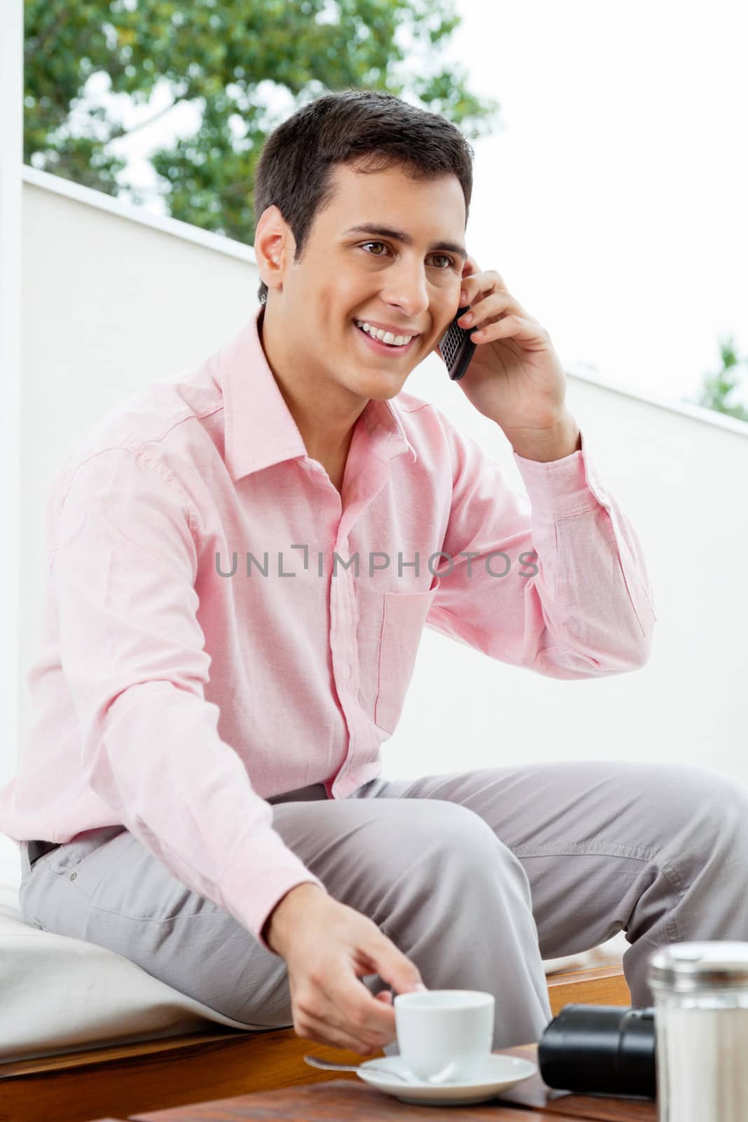 Young Man On Call by leaf