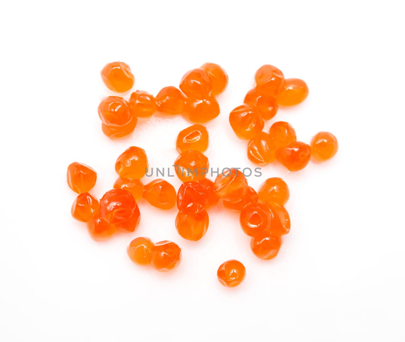 red caviar on white background. macro