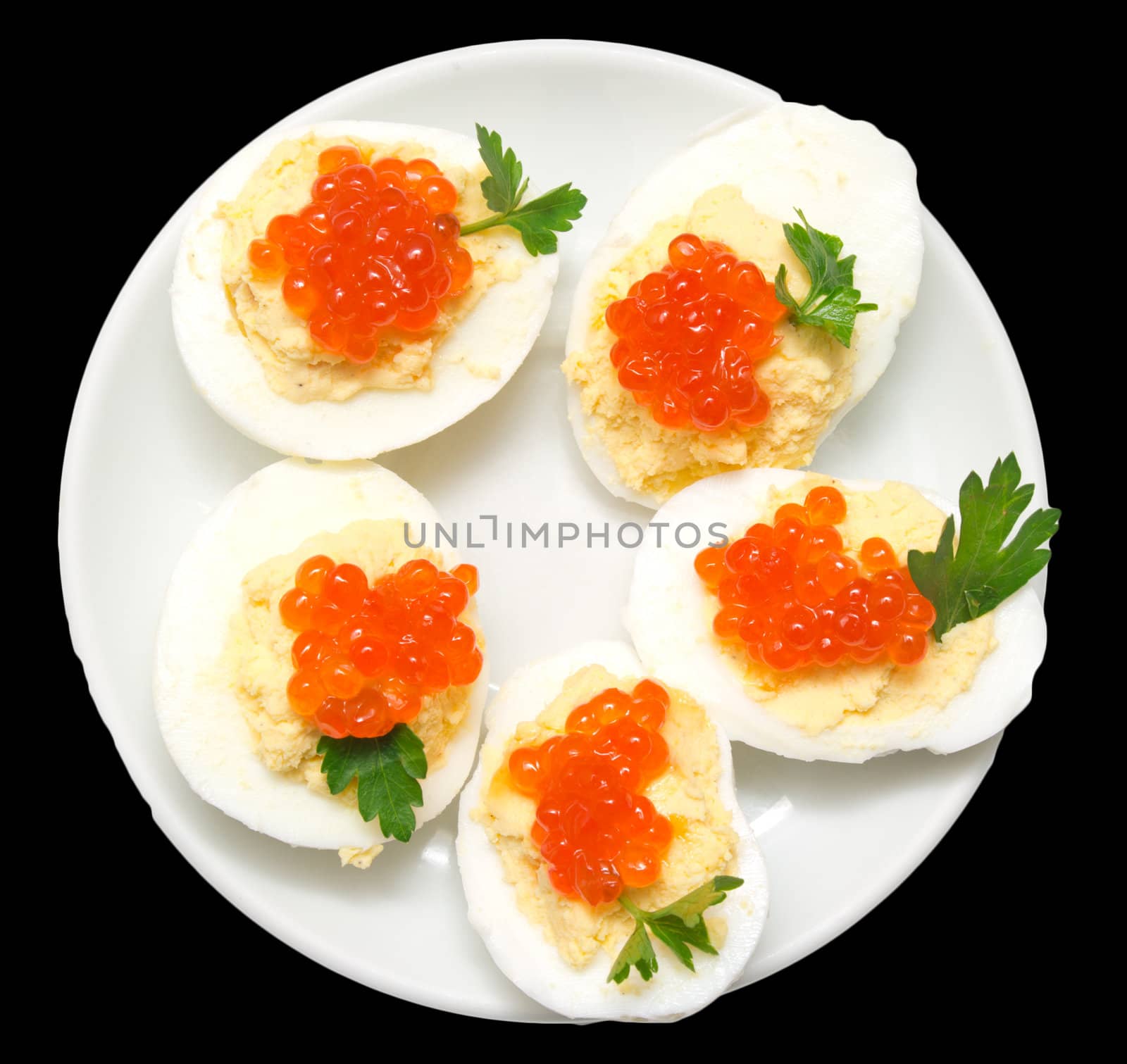 eggs with red caviar