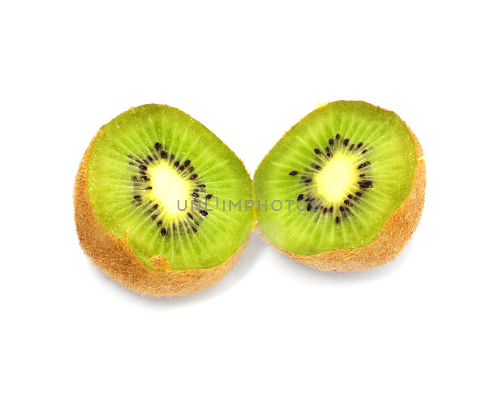 Fresh pieces kiwi fruit isolated on white background 