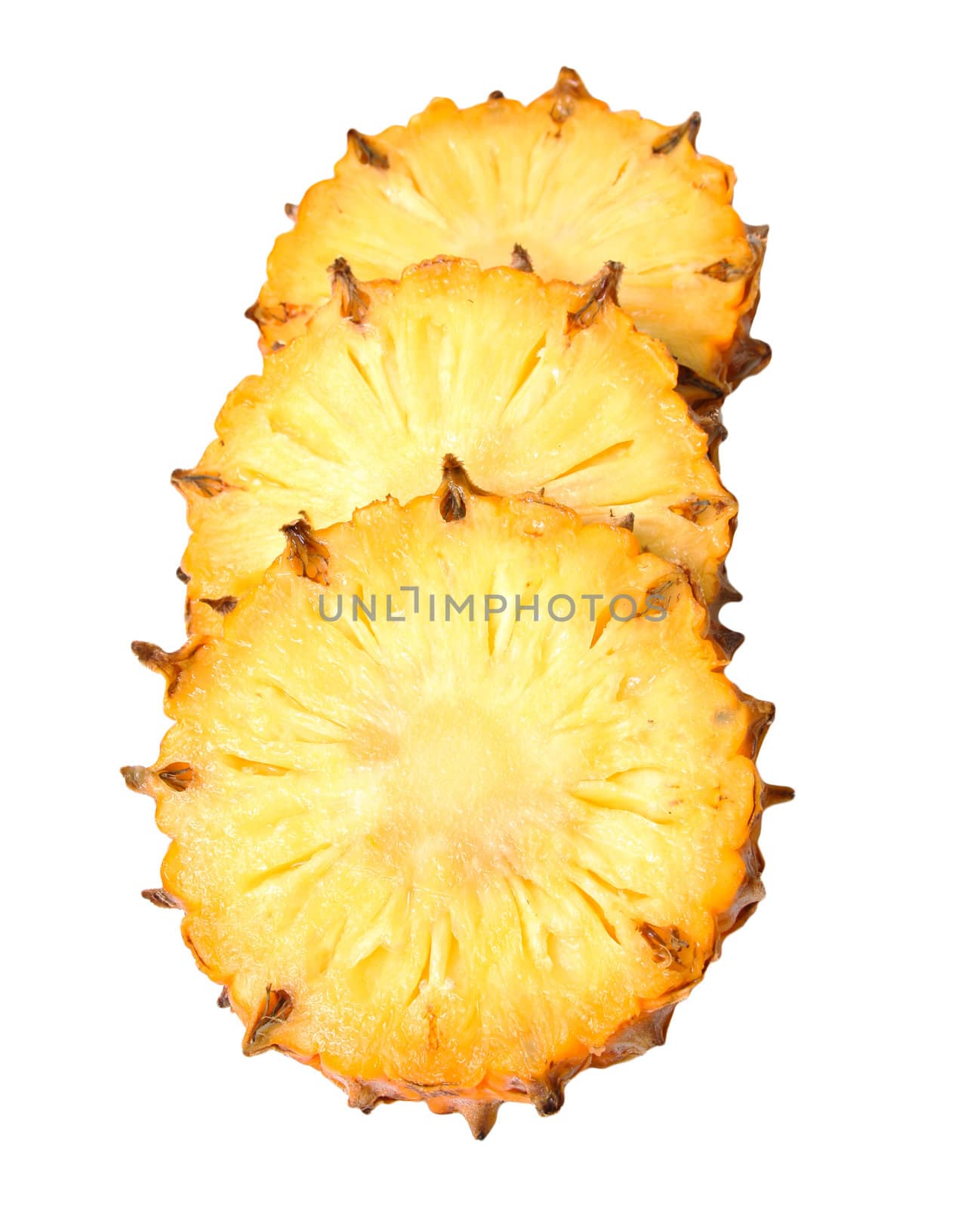 sliced ​​pineapple on white background by schankz