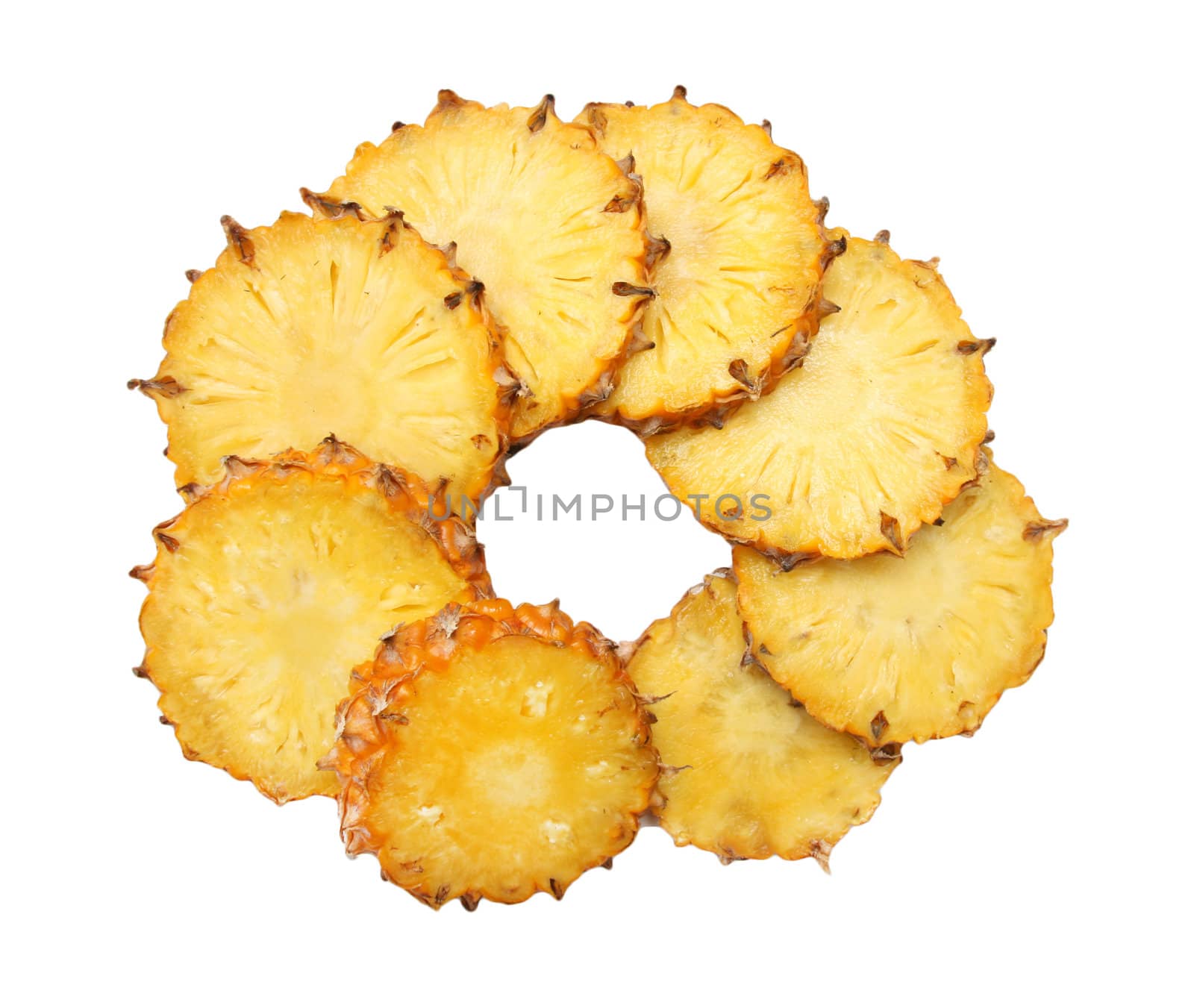 sliced ​​pineapple on white background