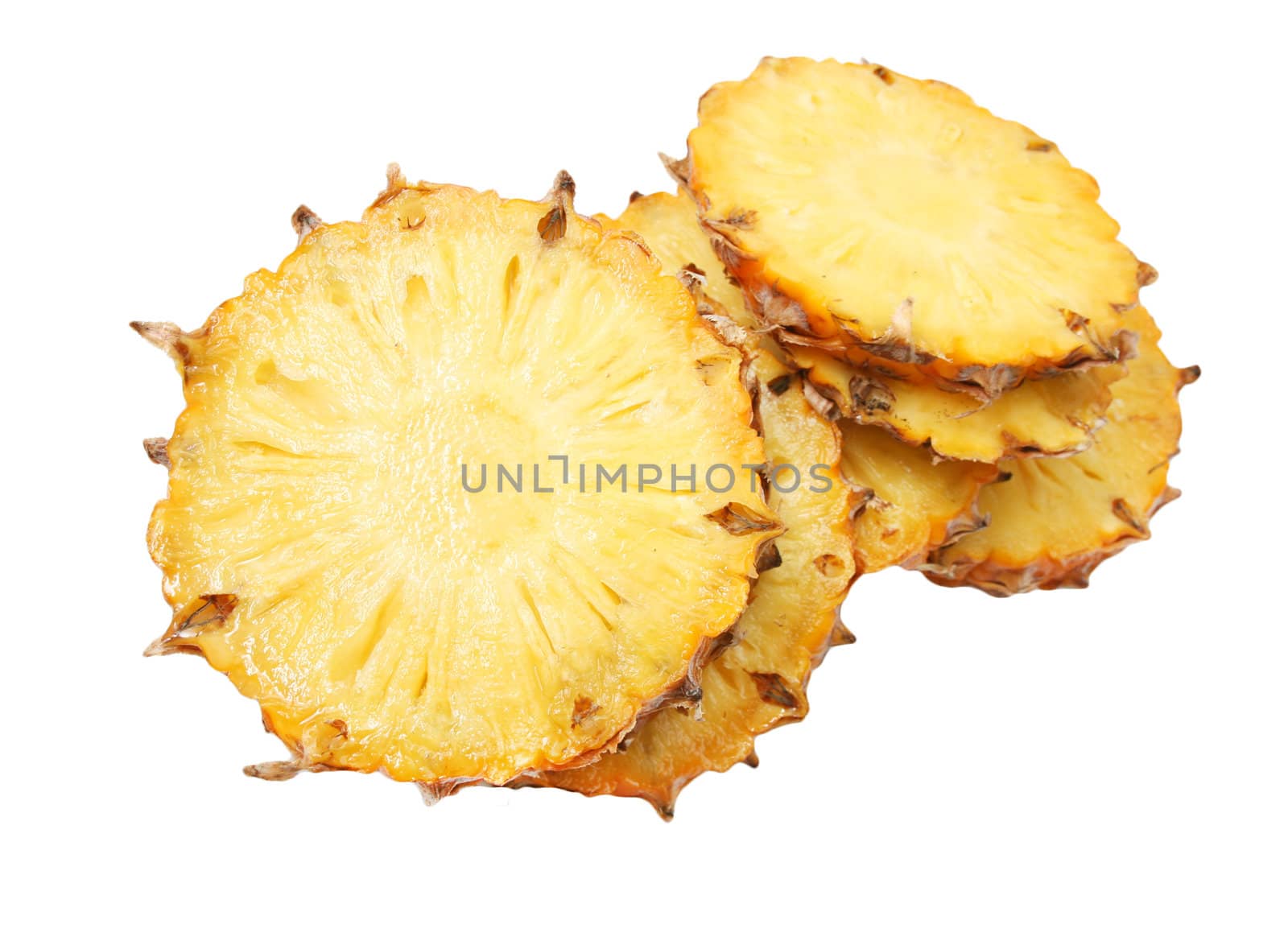 sliced ​​pineapple on white background
