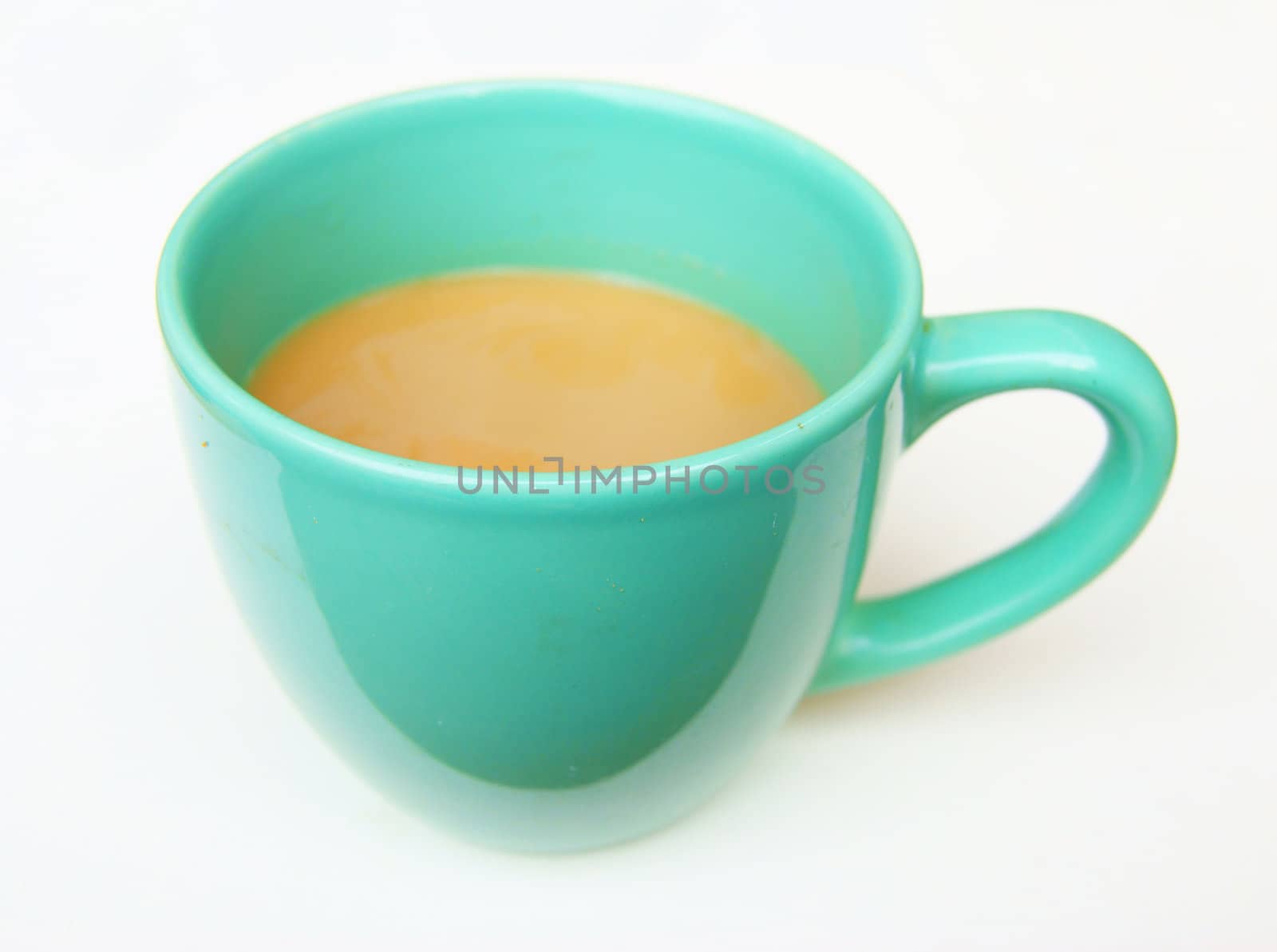 Cup hot coffee on white background is insulated