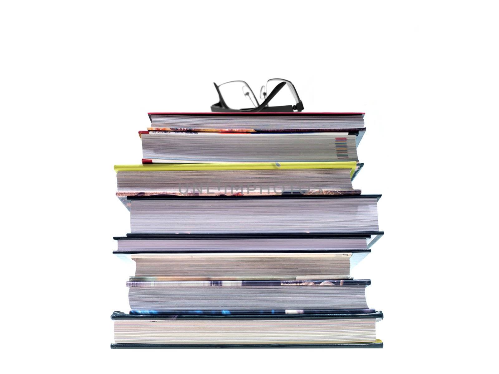 A book stack isolated against a white background