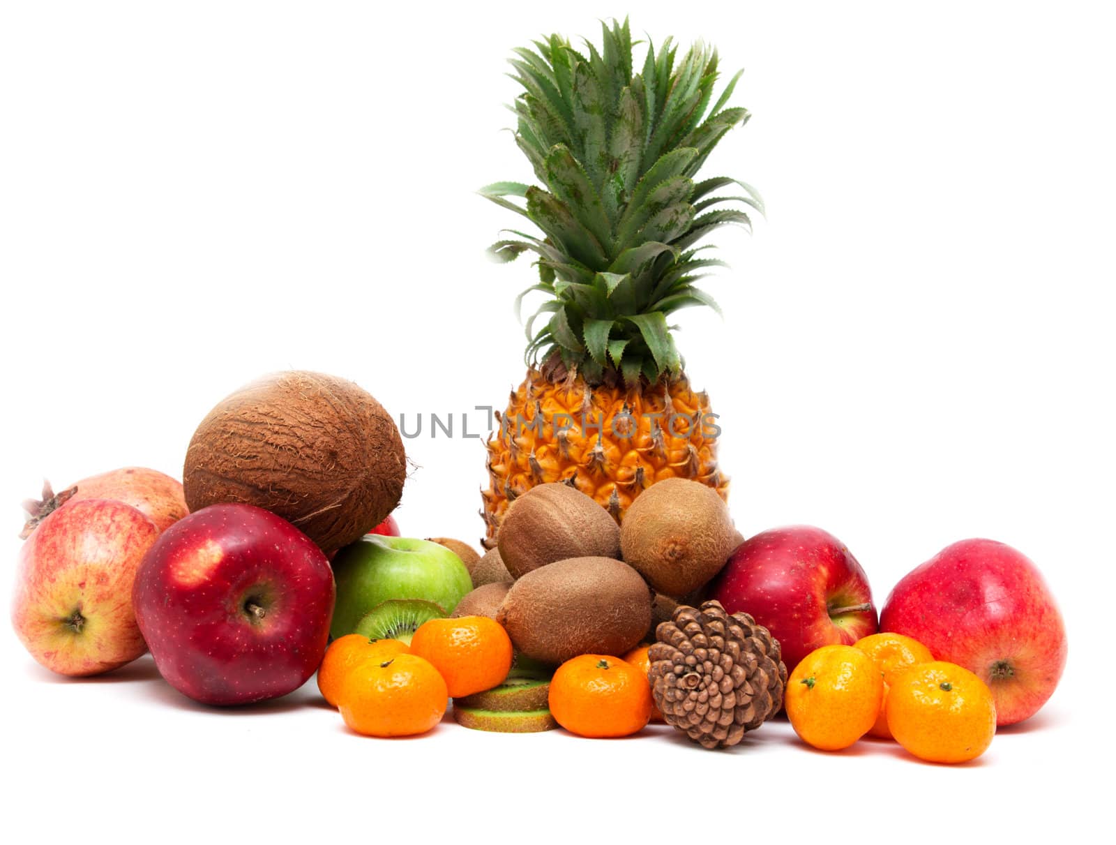 fresh fruit on a white background