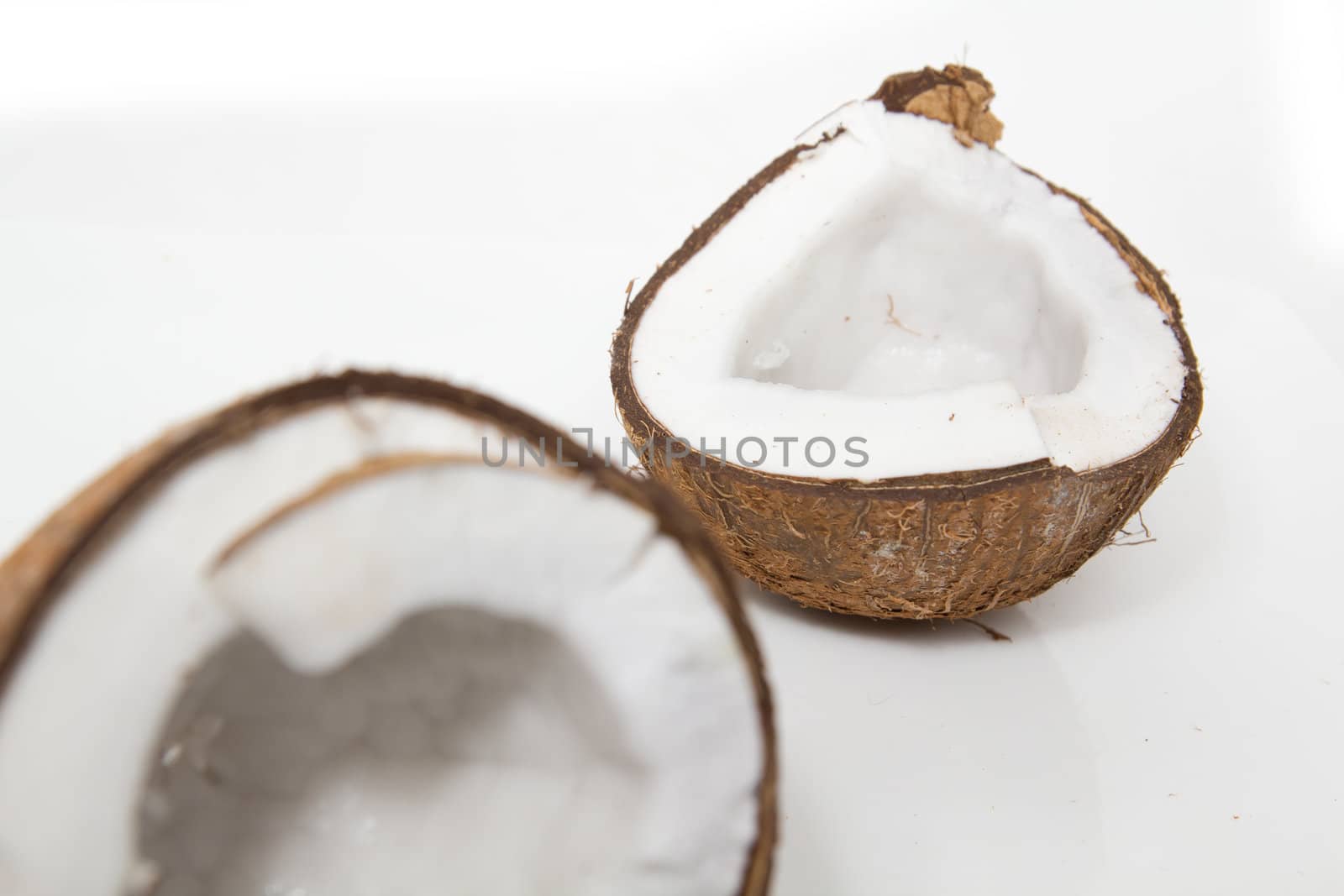 The split coco on a white background