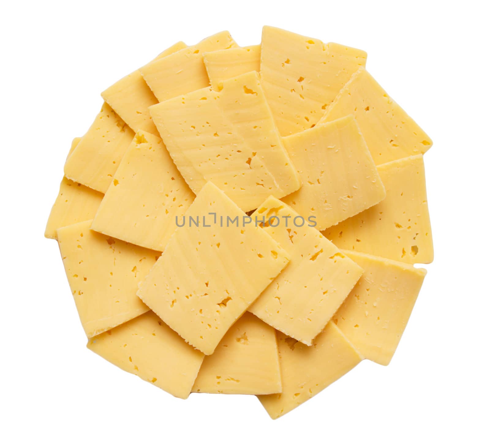 sliced ​​cheese on white background