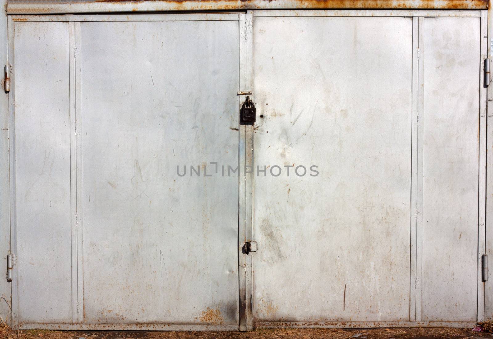 old steel gate of garage 