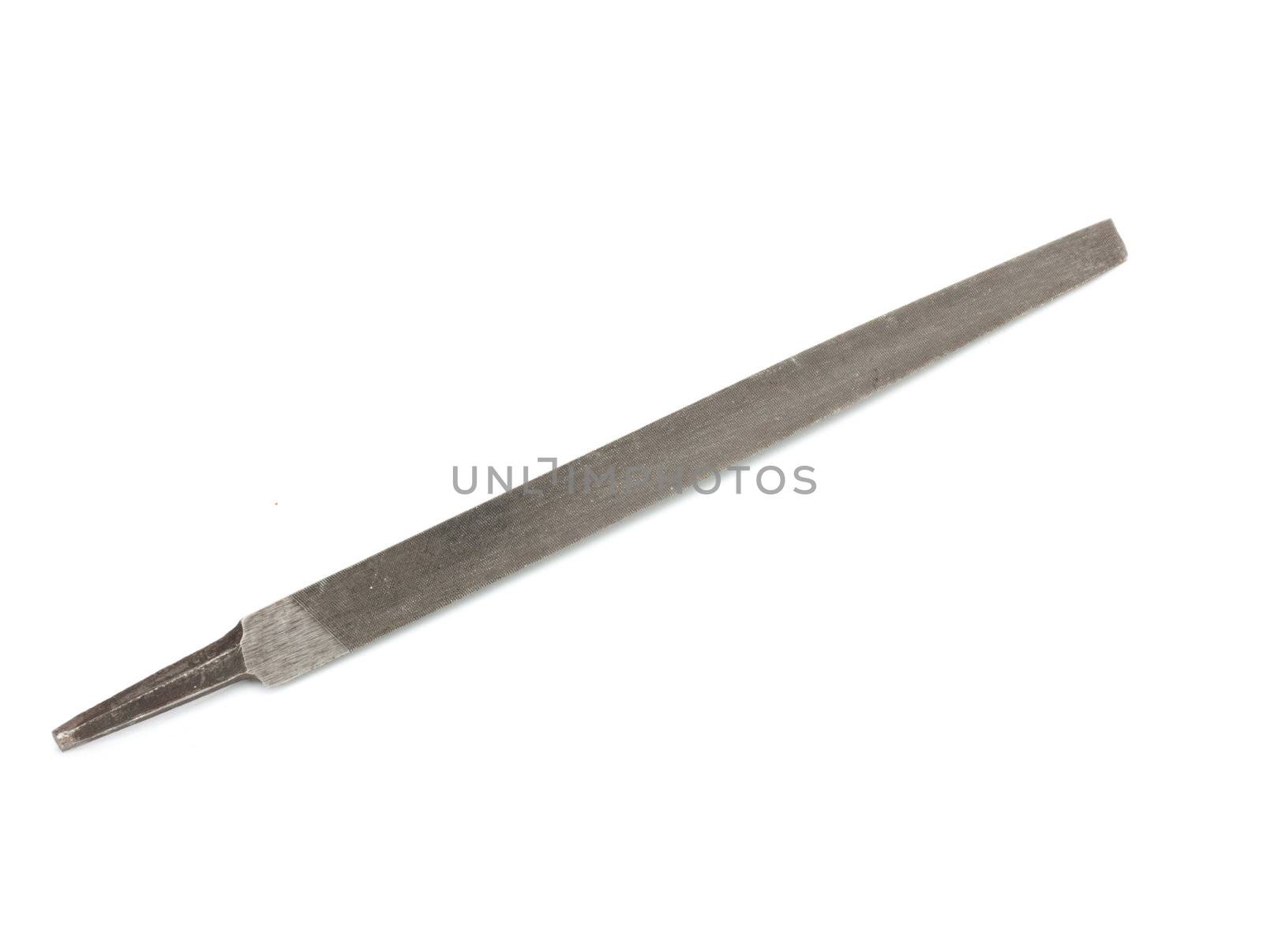 file on metal on a white background