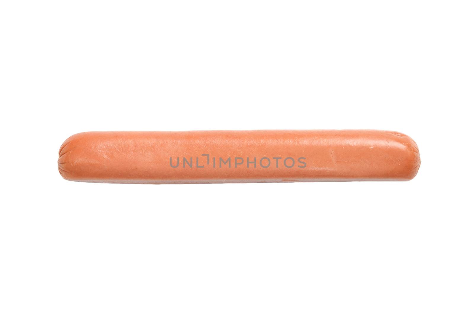 One sausage isolated on white background 
