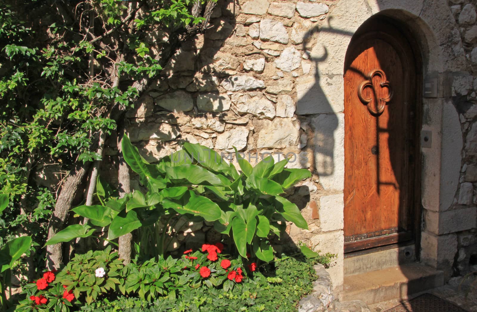 Flower bed in old castle