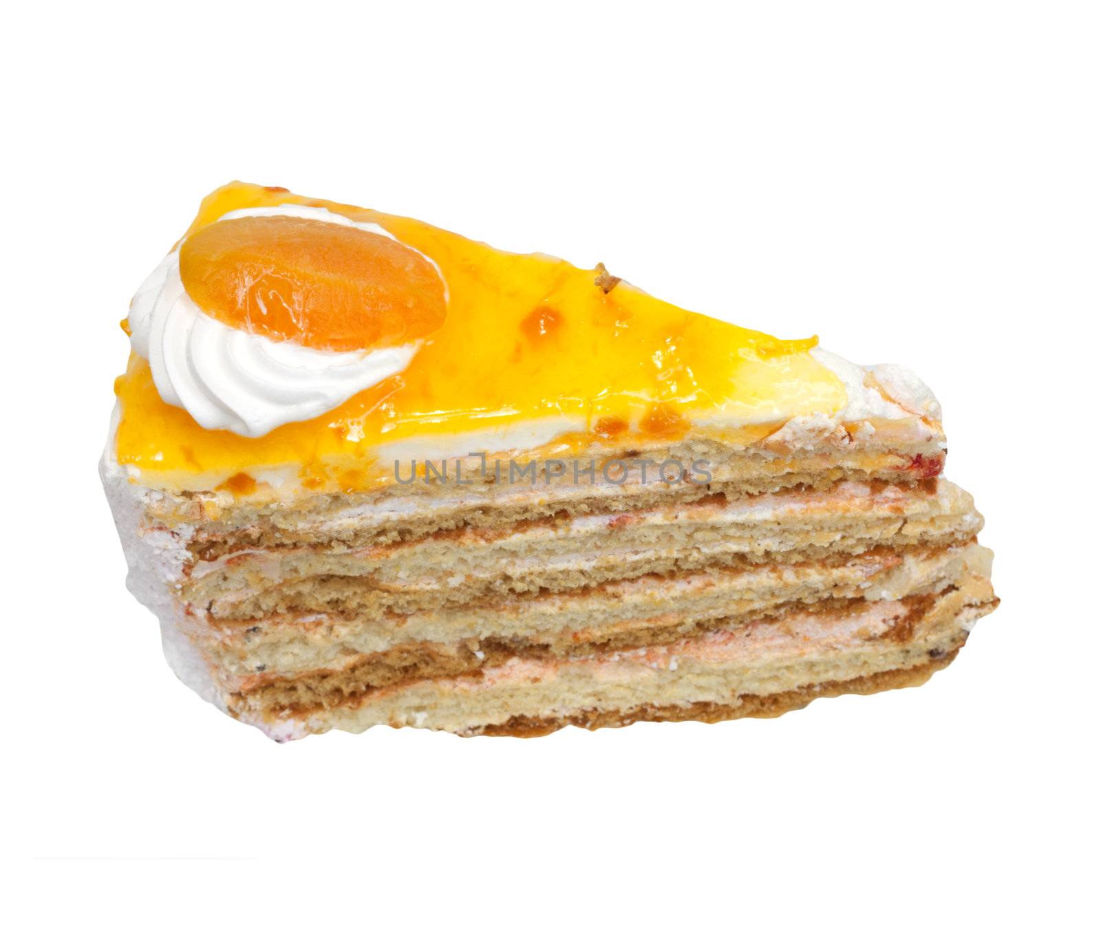 orange cake isolated on white background 