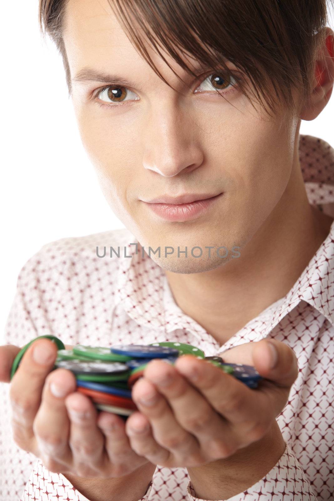 Man with casino chips by Novic