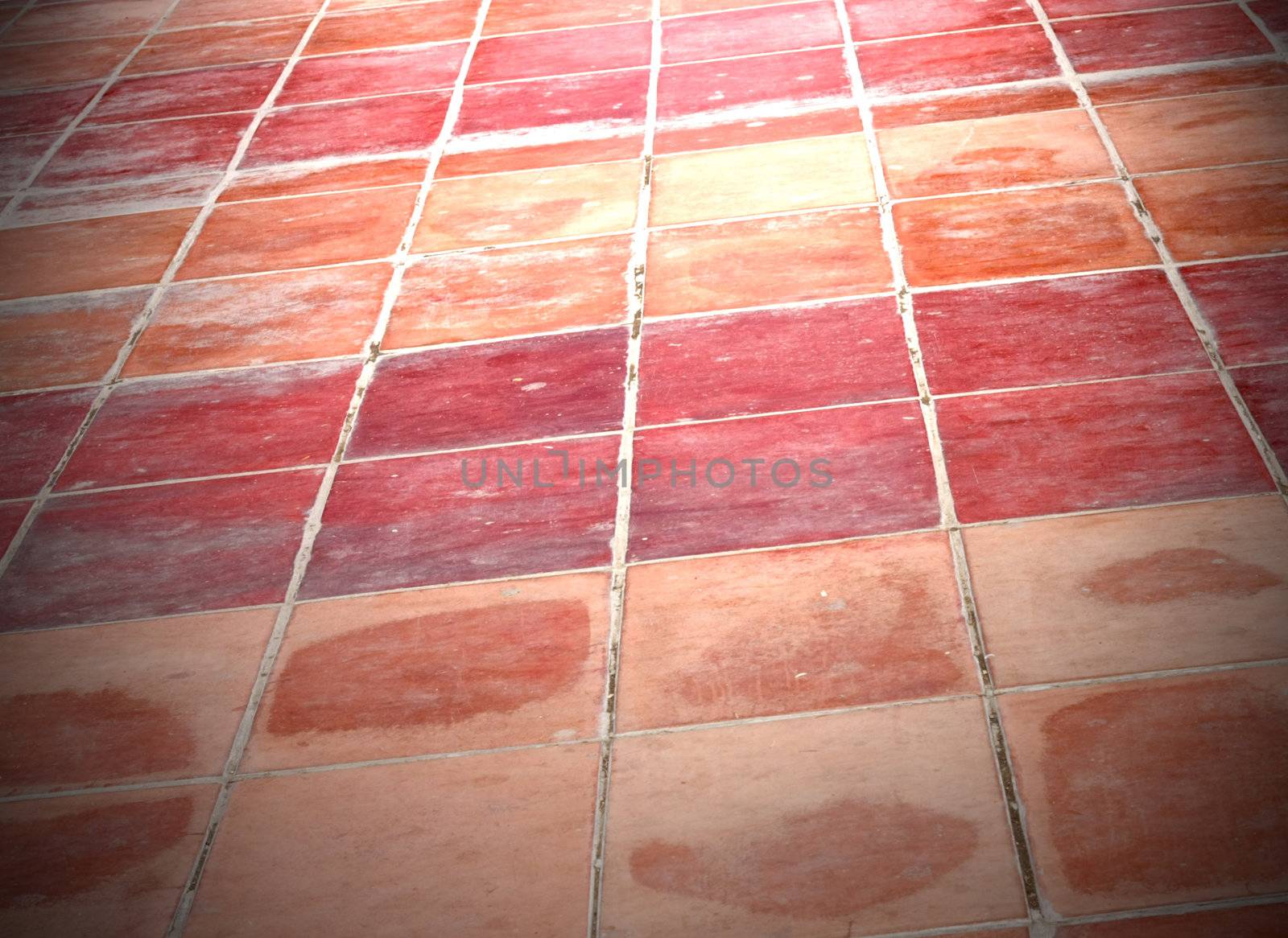 Perspective of Square red tiles floor  by schankz