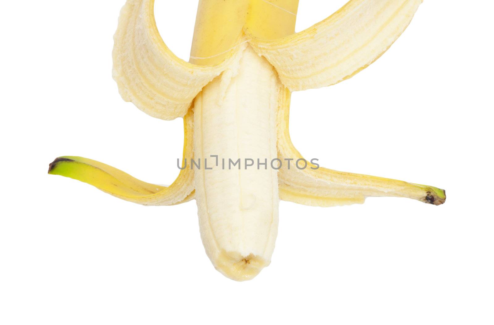 open a banana on a white background