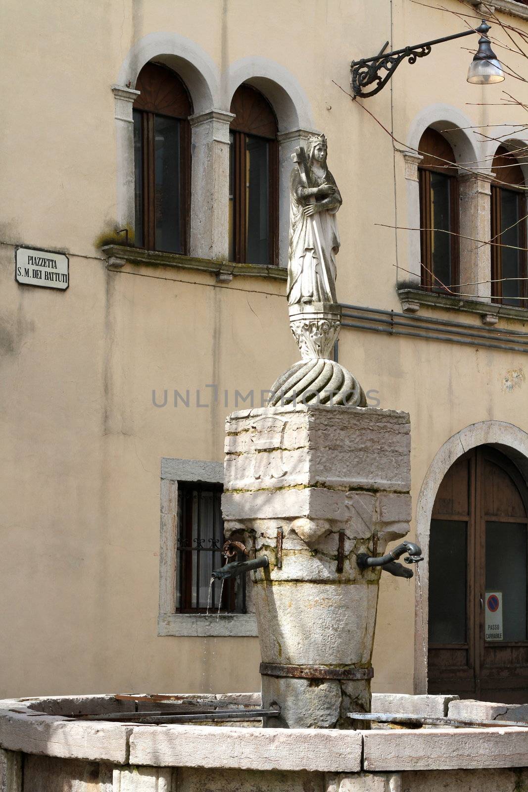 ancient fountain in Belluno dedicated to Santa Maria dei Battuti