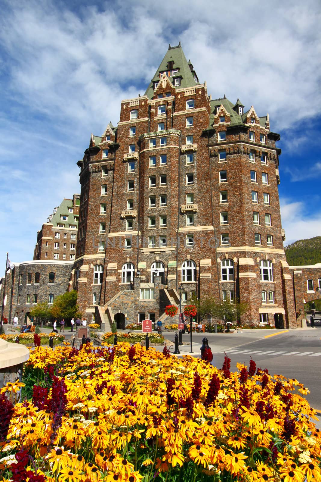 Banff, Canada - September 21, 2011: The Fairmont Banff Springs Hotel is in the Canadian Rockies and was opened in the year 1888.