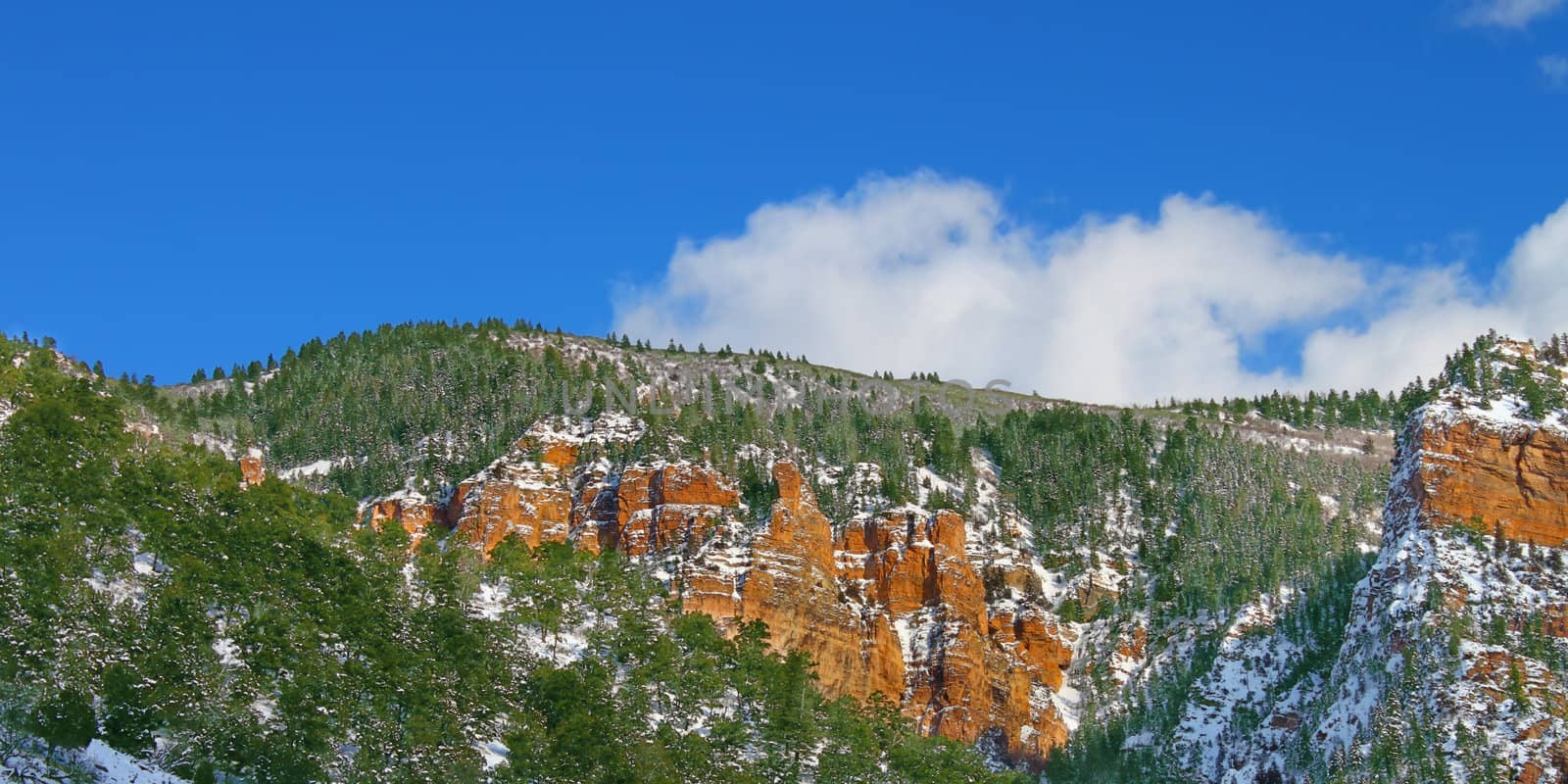 Winter scenery of Glenwood Canyon in beautiful Colorado.