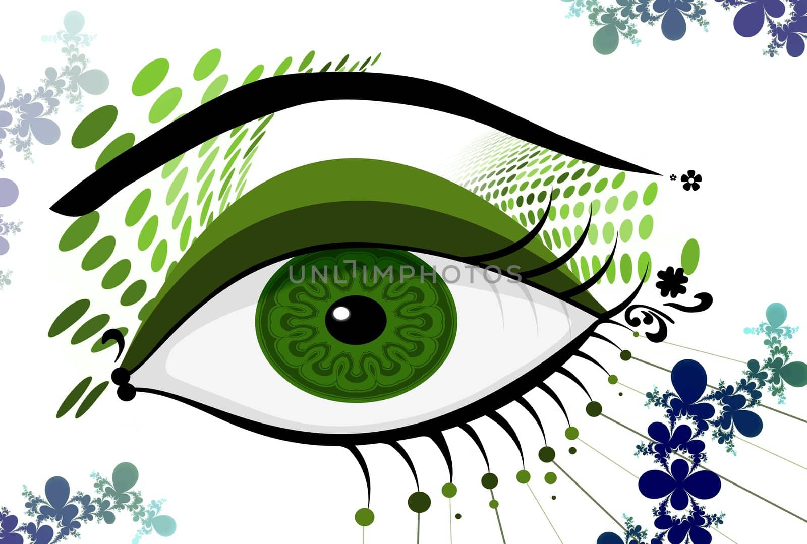 Illustration of an abstract green eye