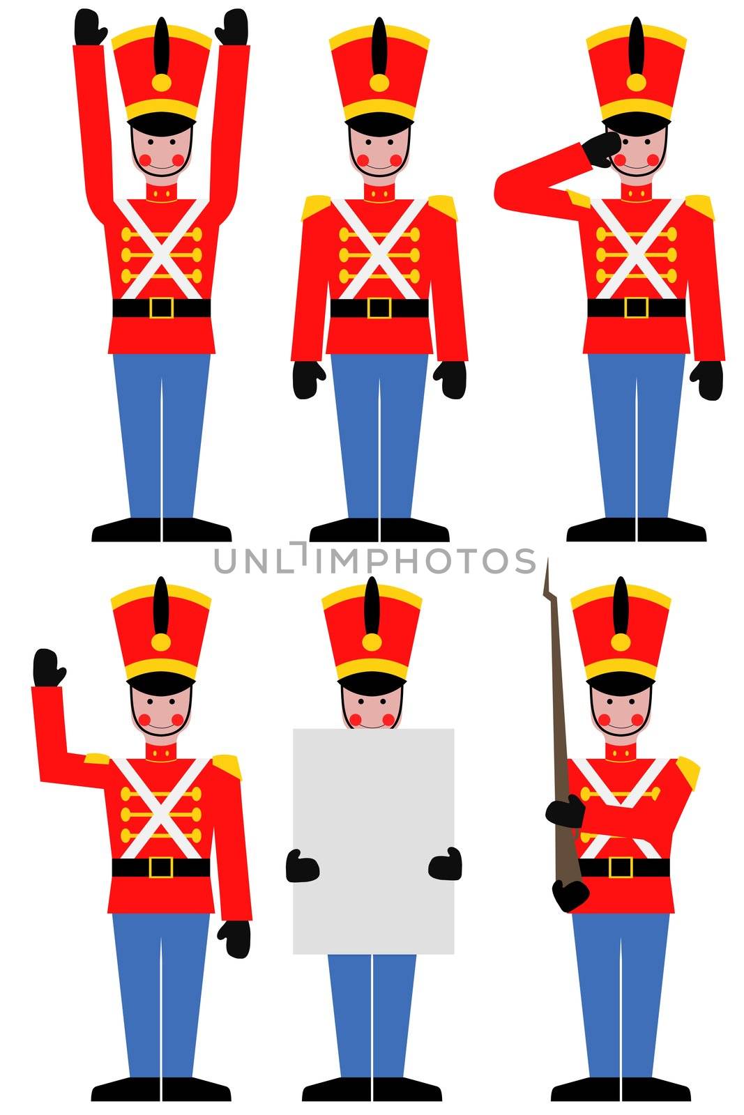 Illustration of a toy soldier in different poses