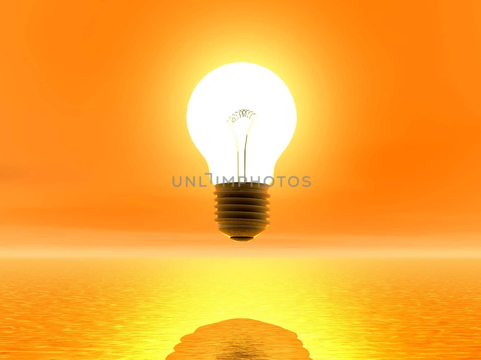 Light bulb sunset - 3D render by Elenaphotos21