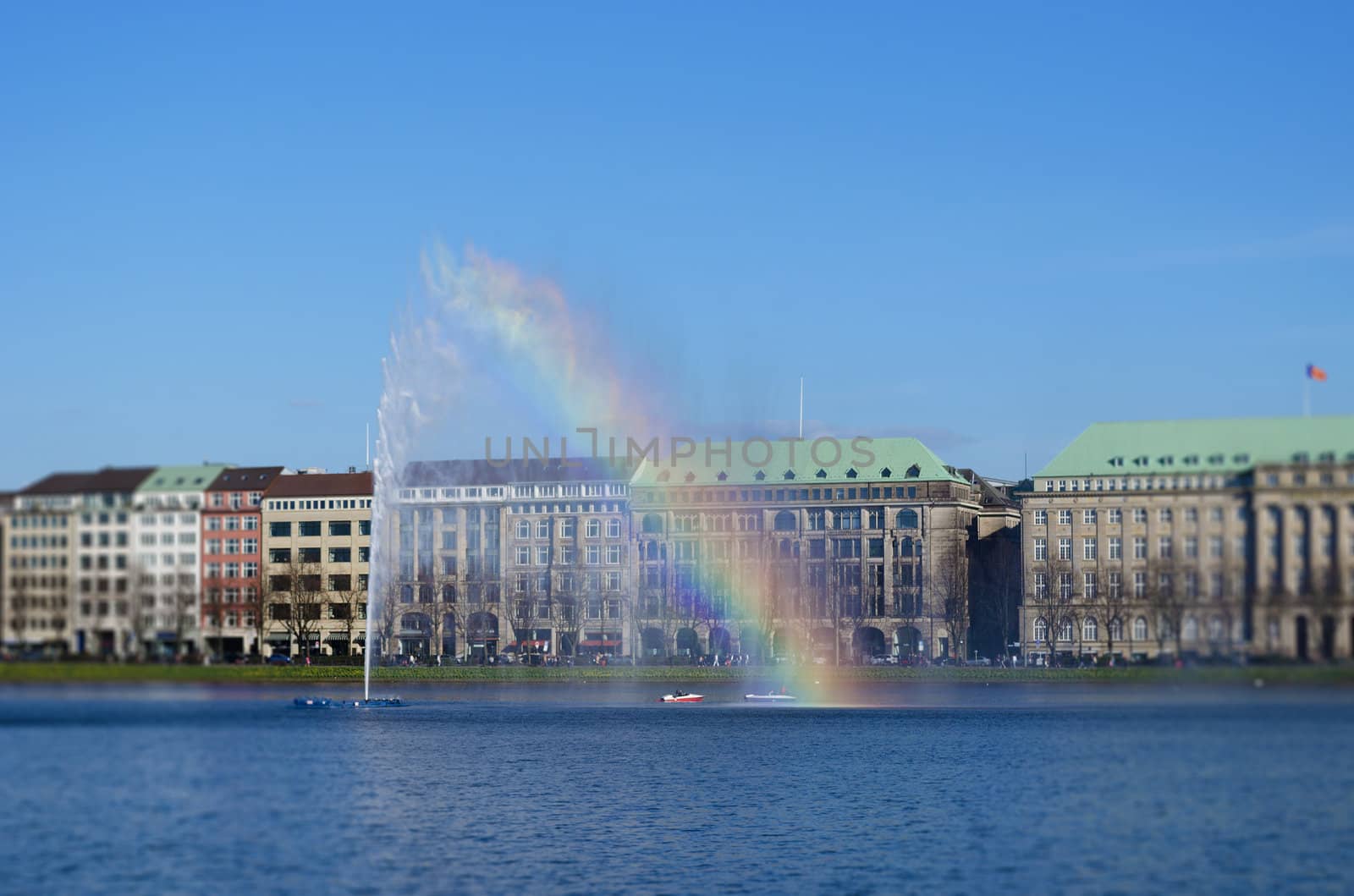 Alster fountain rainbow by nprause
