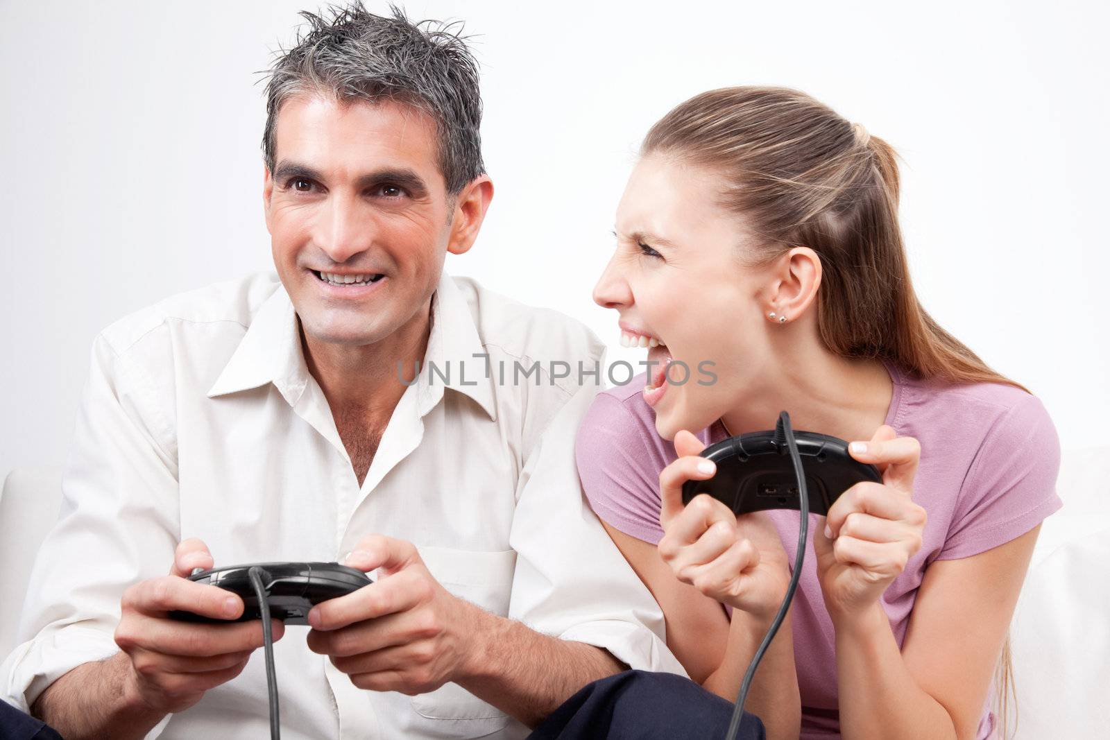 Couple Playing Computer Games by leaf
