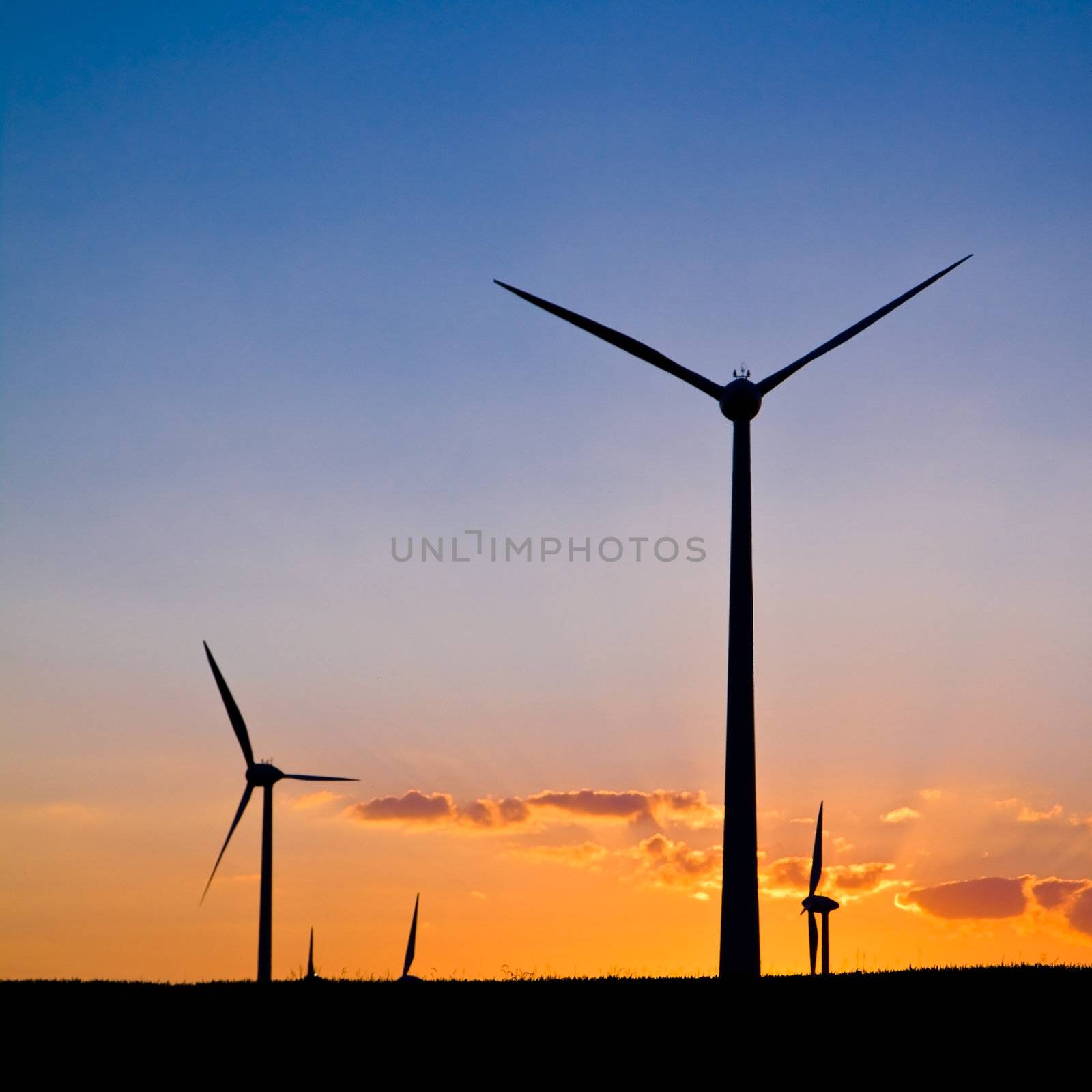 Windmills with sunset by Gbuglok