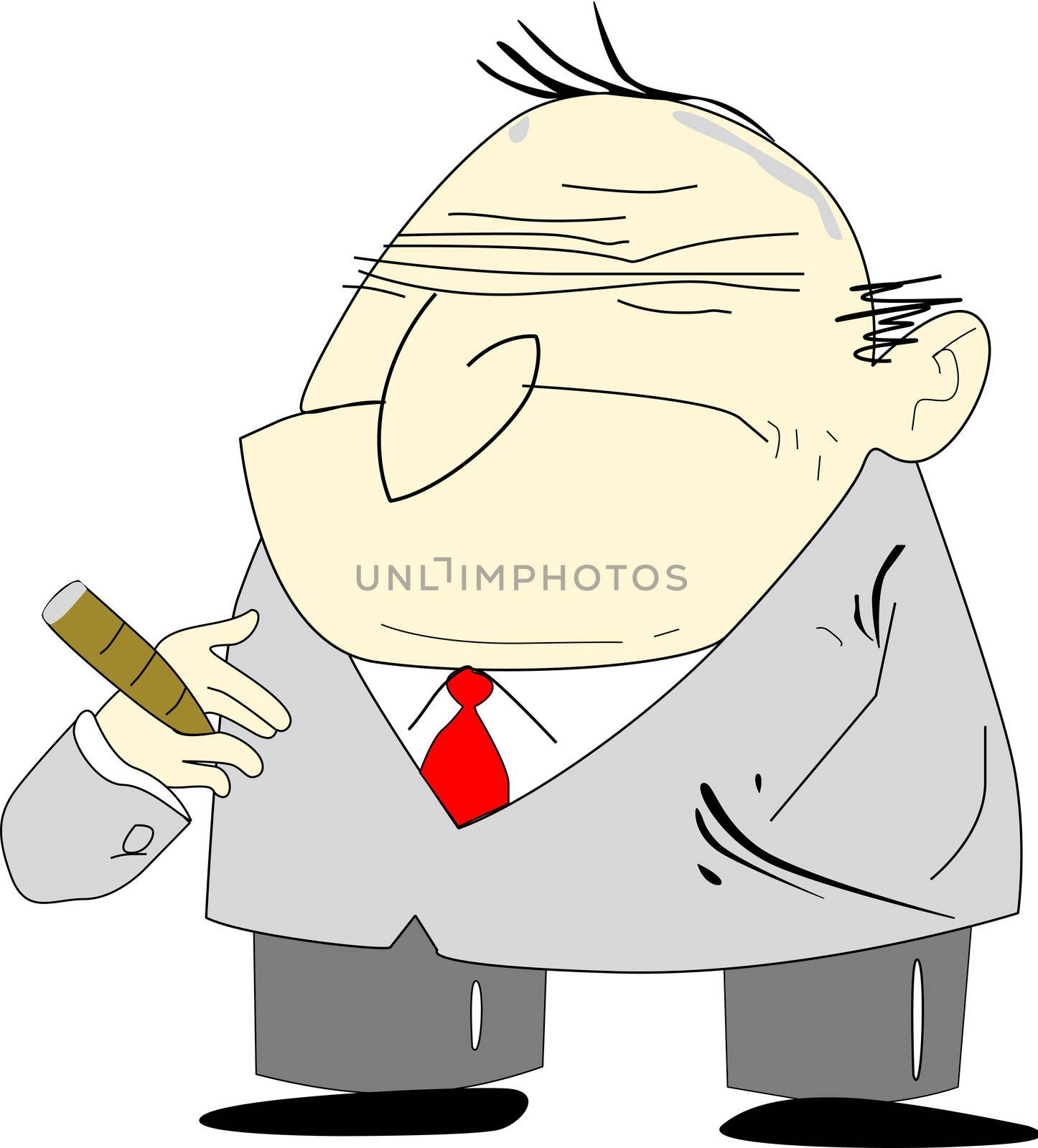 Cartoon alike of an old man depicted as a grumpy bad boss.
