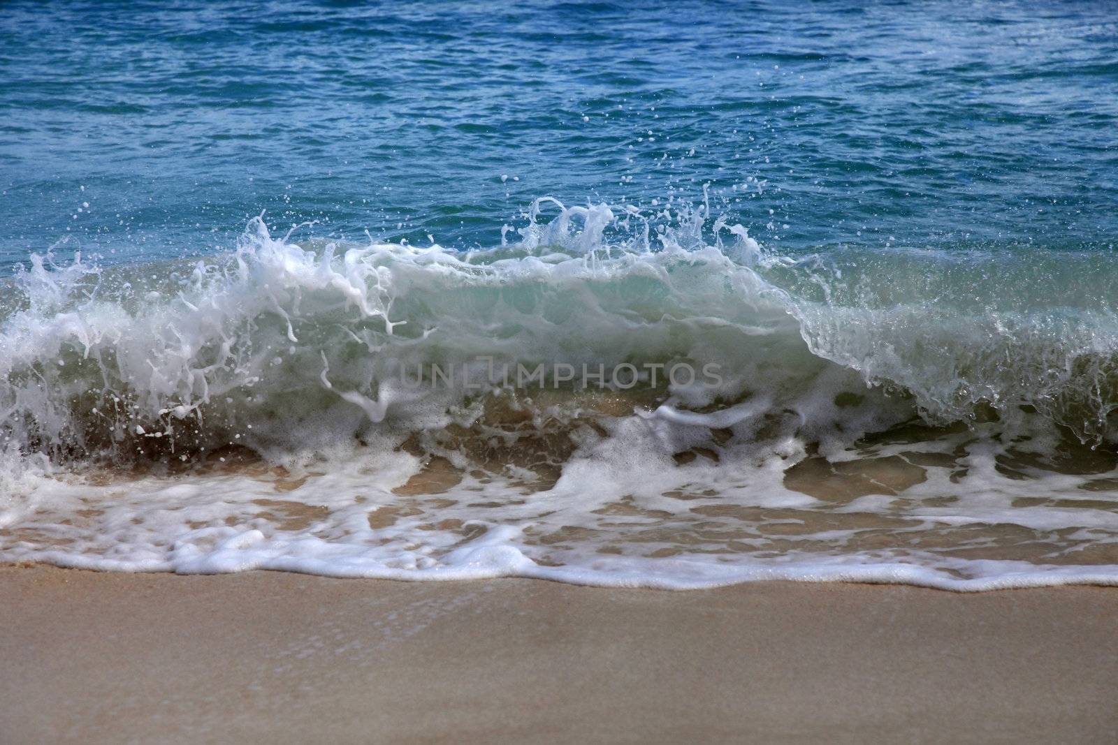 Wave crashes on to the shore. Caribian sea
