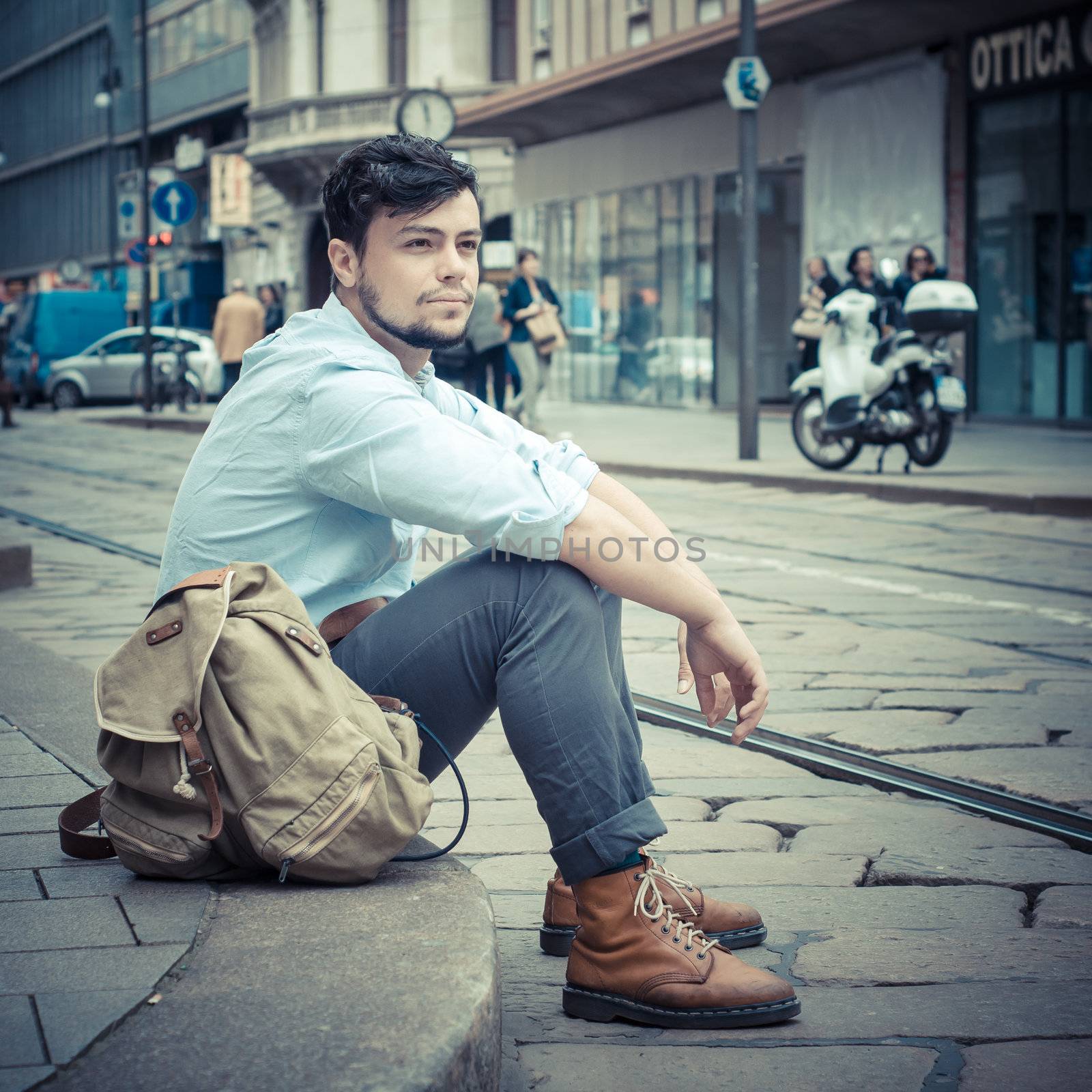 stylish man in the street in the city