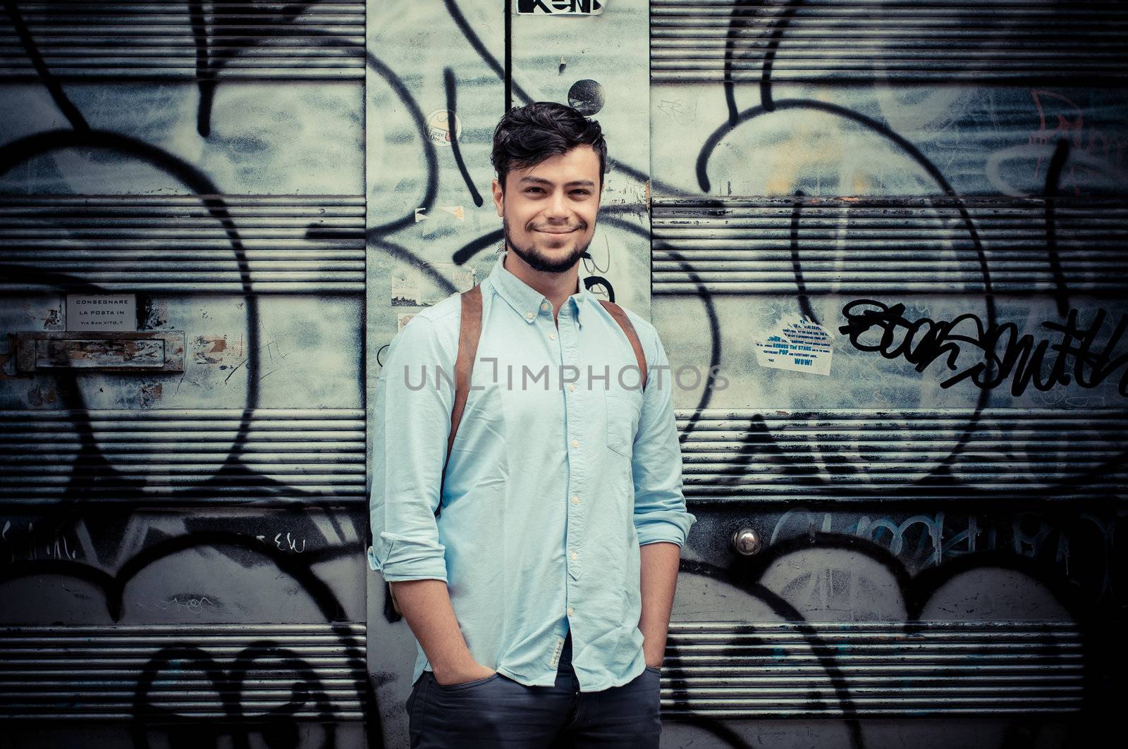 stylish man in the street in the city
