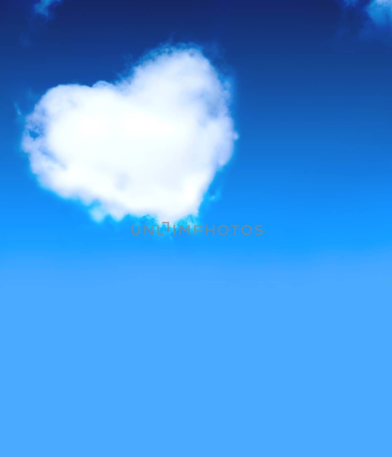 Heart from clouds in blue sky