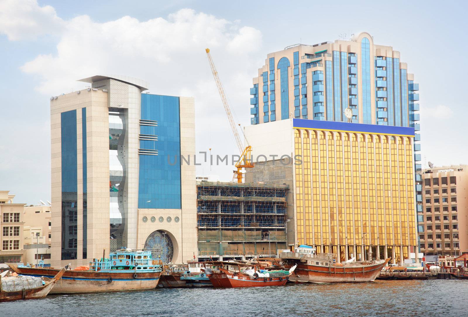 View on the waterfront of Dubai. Waterfront part of the city. United Arab Emirates