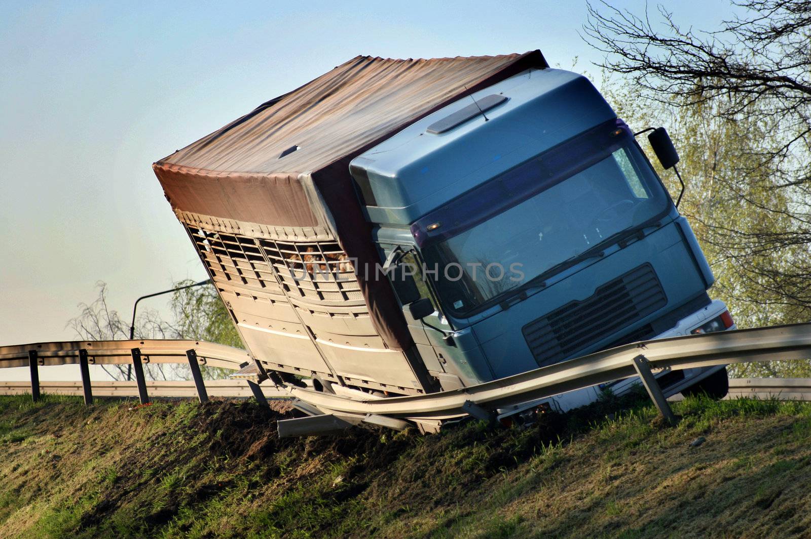 Tired driver flipped off the road