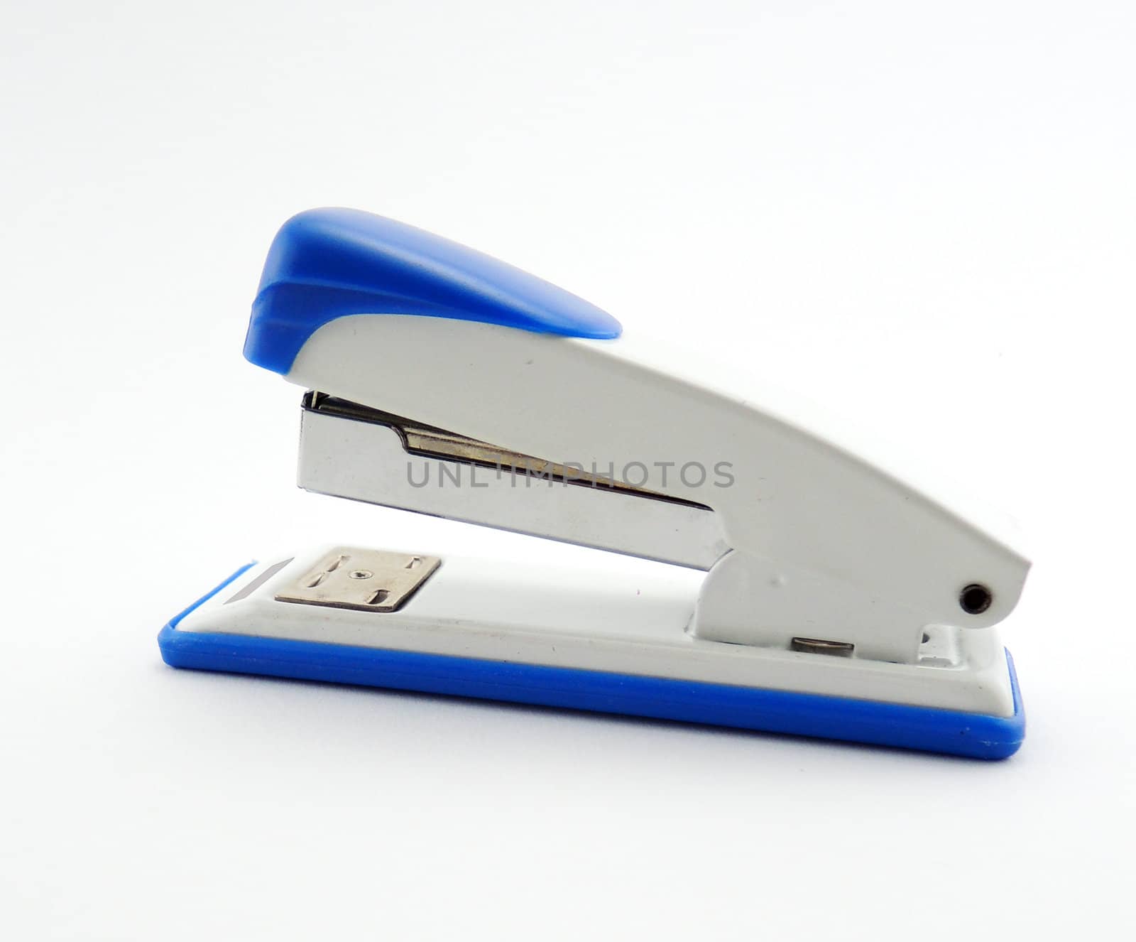 Blue stapler on white background by MalyDesigner